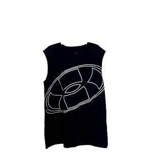 Under Armour Loose Heatgear Navy Blue White Sleeveless Muscle Shirt Size…